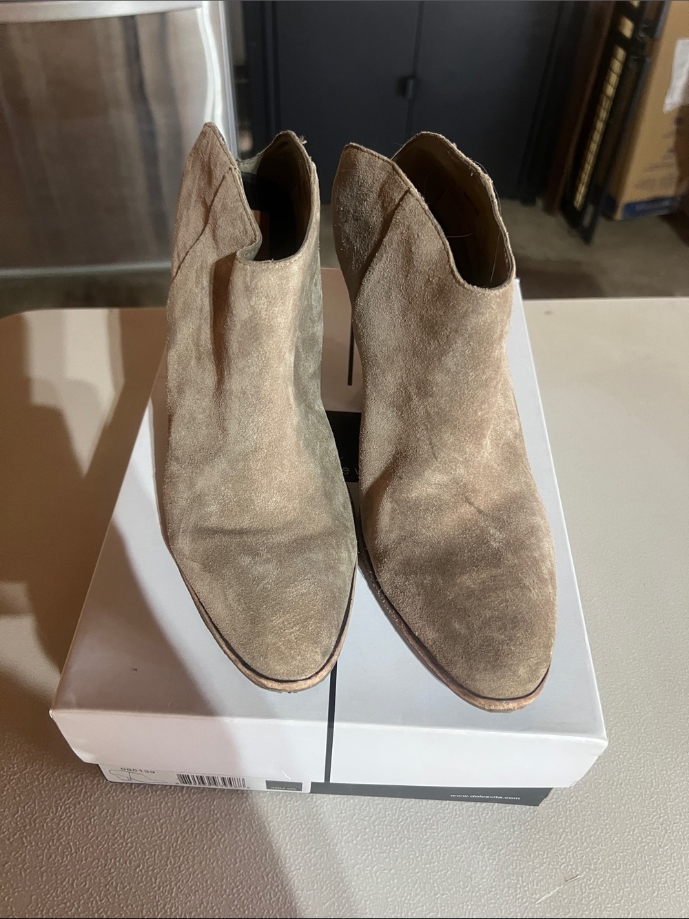 Dolce Vita Taupe Suede Pointed Ankle Booties